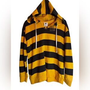 Like Love ❤️ Yellow & Black Striped Hooded Shirt - Men’s Casual Pullover